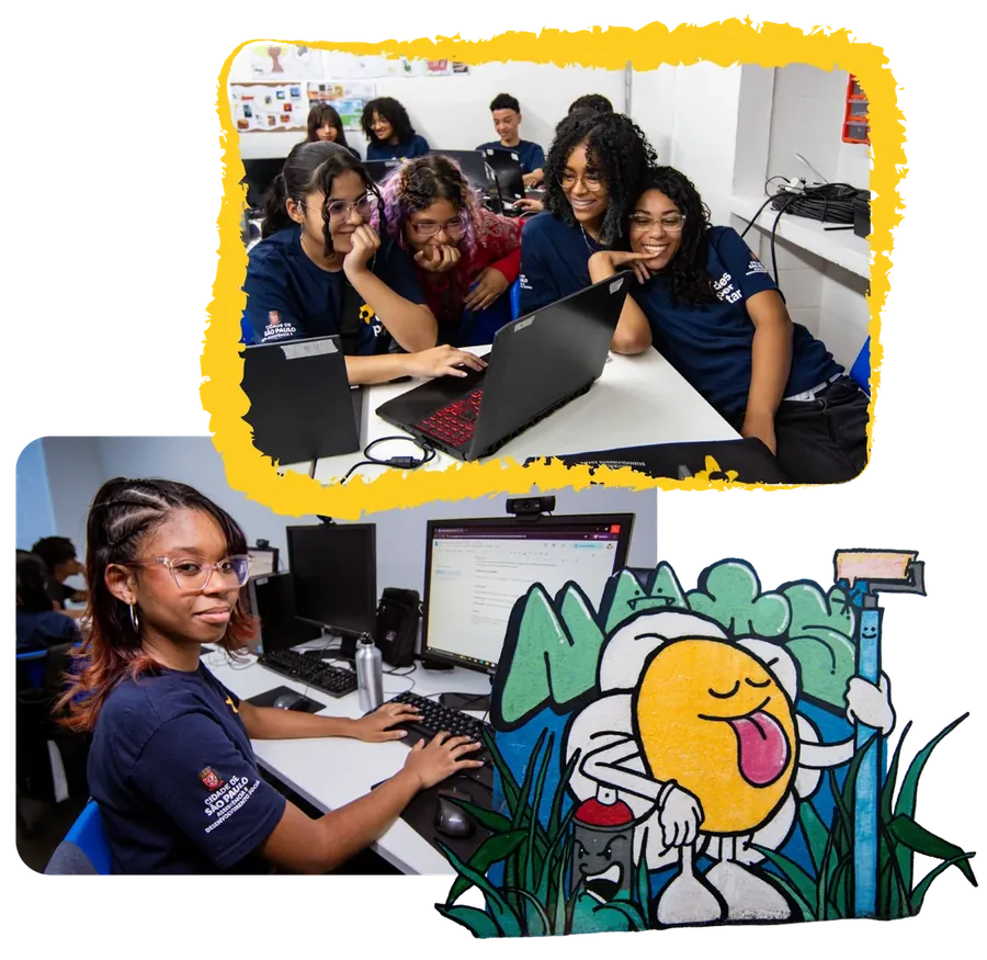 Jovens da Despertar em atividades no laboratório de informática